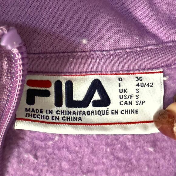 FILA Purple White Gray Retro Chevron 1/4 Zip Pullover Sweatshirt Fleece size S - Picture 3 of 8